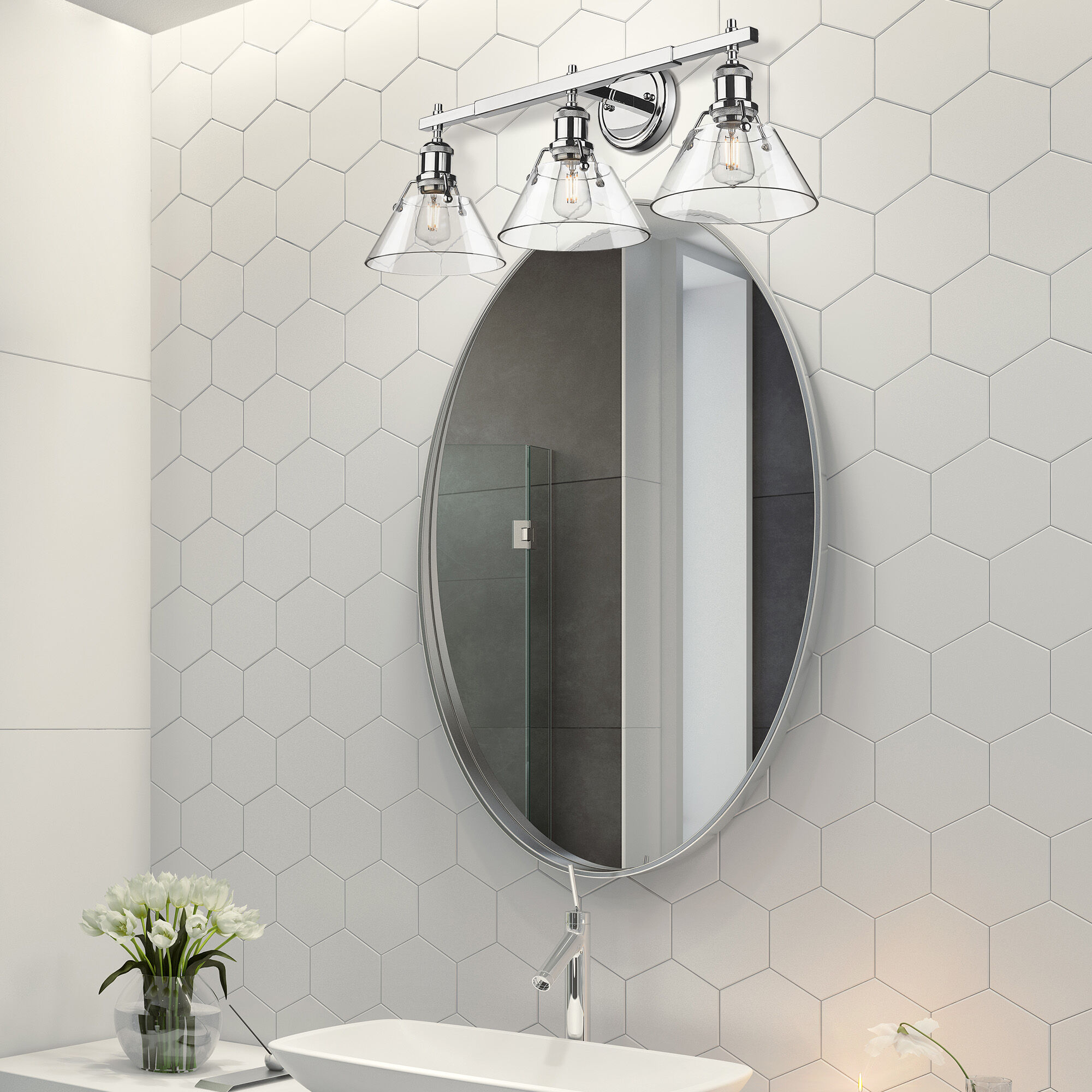Hexagon vanity light on sale